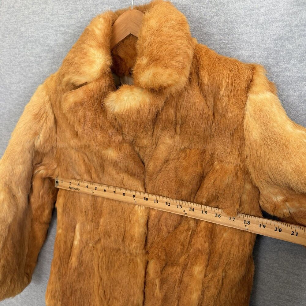 Dino Ricco Vintage Rabbit Fur Coat Jacket Womens S Collared Golden Blonde Honey - Picture 10 of 15